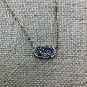 Kendra Scott Elisa Black Druzy Gold Tone Chain Necklace